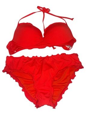 Ruffle Butts Orange Ruffle Bikini Set